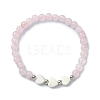 Natural Rose Quartz Round Beaded Bracelets BJEW-JB09878-02-1