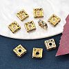 Brass Rhinestone Spacer Beads RB-A013-6x6-01G-3