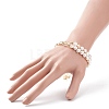2Pcs 2 Color Natural Pearl Beaded Link Bracelets Set with Brass Paperclip Chains for Women BJEW-JB08777-3
