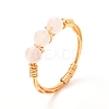 Copper Wire Wrapped Natural Gemstone Braided Bead Rings for Women RJEW-JR00393-2