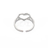 304 Stainless Steel Open Heart Cuff Ring for Women RJEW-S405-207P-2