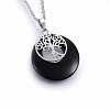 Natural & Synthetic Mixed Gemstone Flat Round Pendants G-I357-A-2