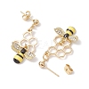 Brass and Alloy Bees & Honeycomb Stud Earrings EJEW-TA00489-4