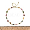 Natural Multicolor Tourmaline Faceted Cube Beaded Chain Anklets AJEW-AN00875-4
