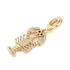 Brass Micro Pave Clear Cubic Zirconia Sea Animal European Dangle Charms KK-B159-04G-02-2