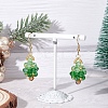 304 Stainless Steel Glass Seed Beads Christmas Tree Dangle Earrings EJEW-MZ00581-02-1