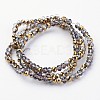 Half Plated Faceted Rondelle Electroplate Glass Beads Strands GLAA-A024C-HP06-2