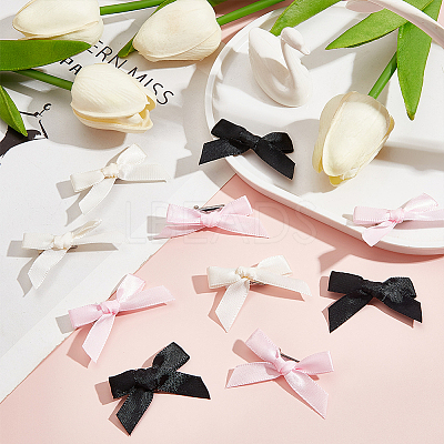 30Pcs 3 Colors Bowknot Polyester Alligator Hair Clips AJEW-CP0008-38-1