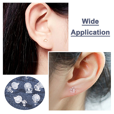 60 Sets 6 Style Crown & Cross & Swan & Vortex Transparent Resin Stud Earrings for Women EJEW-BG0001-02-1