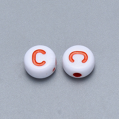 Craft Acrylic Horizontal Hole Letter Beads SACR-S201-11C-1