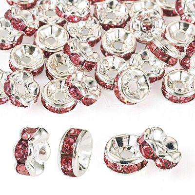 30Pcs 2 Colors Brass Rhinestone Spacer Beads RB-TA0001-29G-1