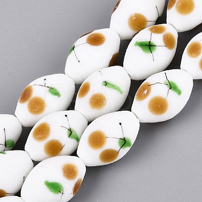 Frosted Handmade Lampwork Beads Strands LAMP-N037-03E-1