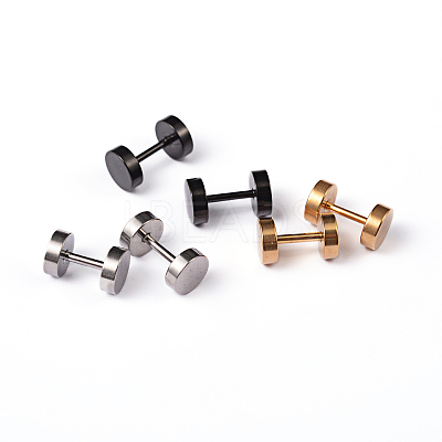 Flat Round 304 Stainless Steel Barbell Cartilage Earrings EJEW-L164-04-1