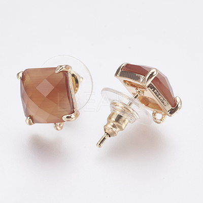 Faceted Glass Stud Earring Findings GLAA-F084-C03-1