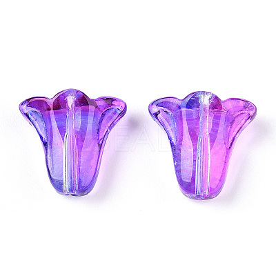 Spray Painted Transparent Glass Beads GLAA-D006-20B-1