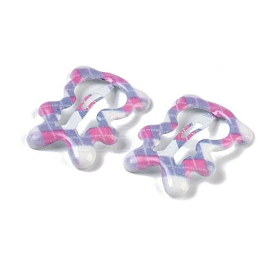 10Pcs 5 Colors Tartan Pattern Epoxy Resin Snap Hair Clip PHAR-P009-01I-1