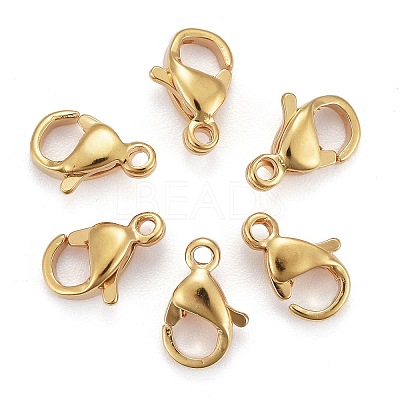 Ion Plating(IP) 304 Stainless Steel Lobster Claw Clasps X-STAS-H352-01B-G-01-1