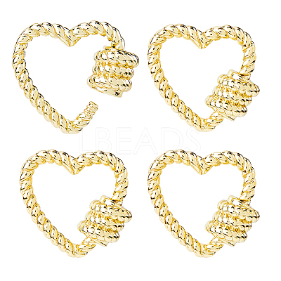 4Pcs Brass Screw Carabiner Lock Charms KK-DC0004-91-1