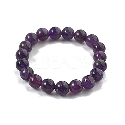 Natural Amethyst Bead Stretch Bracelets X-BJEW-K212-C-034-1
