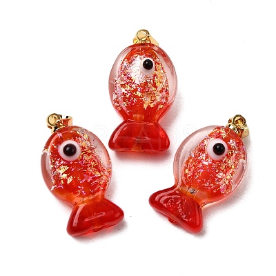 Handmade Dichroic Foil Lampwork Pendants DICH-G001-01G-03-1