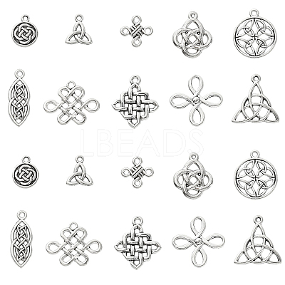 100Pcs 10 Styles Tibetan Style Alloy Pendants TIBEP-CJ0002-45-1