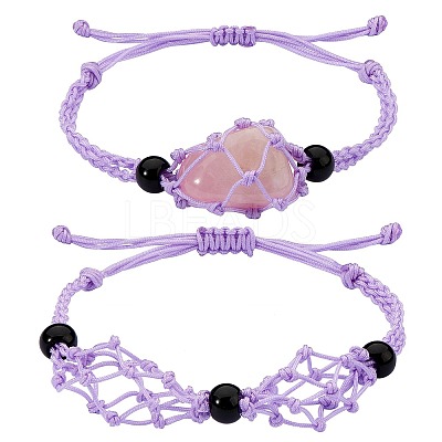 Adjustable Braided Nylon Cord Macrame Pouch Bracelet Making AJEW-SW00013-06-1