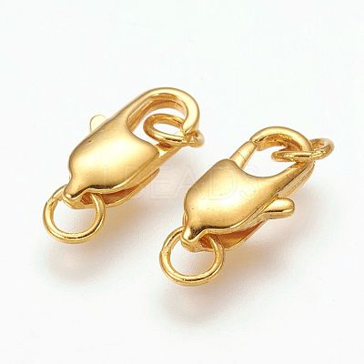 Brass Lobster Claw Clasps KK-KK802-G-NR-1