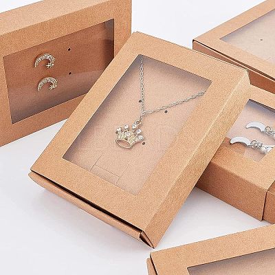 Foldable Drawer Type Creative Kraft Paper Box CON-WH0077-12-1