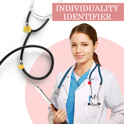 24Pcs 12 Styles Heart & Bowknot Resin Stethoscope Pendant Decorations HJEW-SP0001-58-1