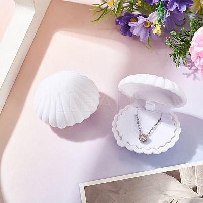 Shell Shaped Velvet Jewelry Storage Boxes VBOX-TADJ0001-02B-1