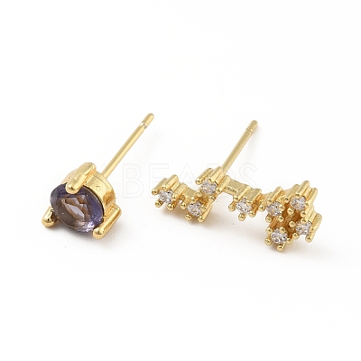 Cubic Zirconia Constellation Asymmetrical Earrings EJEW-C035-16G-12-1