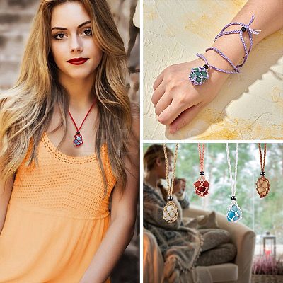 Braided Waxed Cotton Thread Cords Macrame Pouch Necklace Making AJEW-SW00021-1