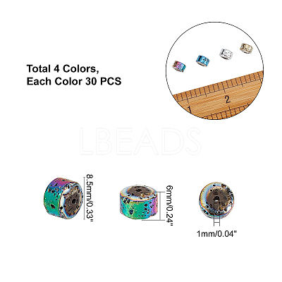 120Pcs 4 Colors Electroplated Natural Lava Rock Beads Strands G-PH0019-15-1