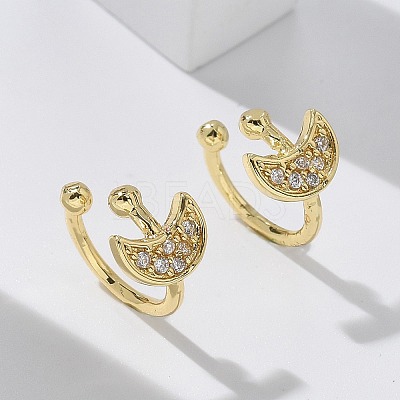 Golden Plated Brass Micro Pave Cubic Zirconia Cuff Earrings EJEW-L244-42G-1