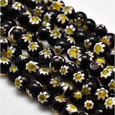 Round Millefiori Glass Beads Strands X-LK-P002-08-1