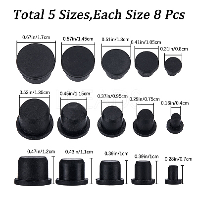 40Pcs 5 Style Silicone Hole Plugs AJEW-GF0008-05A-1