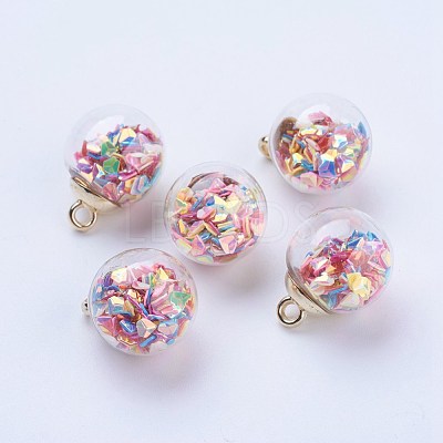 Glass Ball Pendants GLAA-G052-02G-1