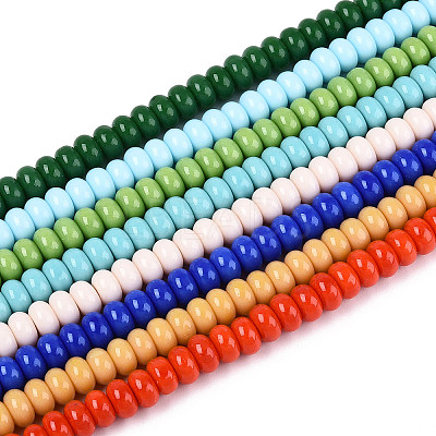 Electroplate Opaque Solid Color Glass Beads Strands GLAA-T025-4mm-18-1