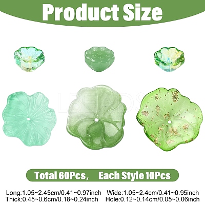 60Pcs 6 Styles Transparent Glass Beads GLAA-YW0005-58-1