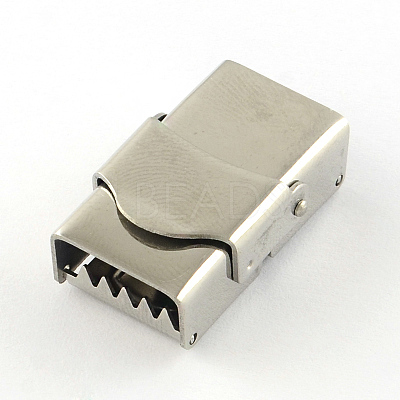 Tarnish Resistant Smooth Surface 201 Stainless Steel Watch Band Clasps STAS-R063-85-1