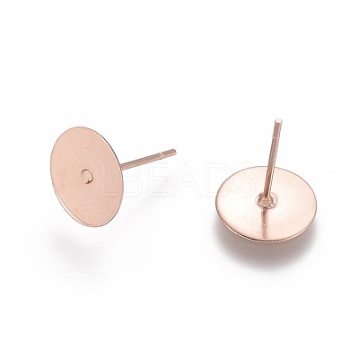304 Stainless Steel Stud Earring Findings STAS-H436-24RG-10mm-1