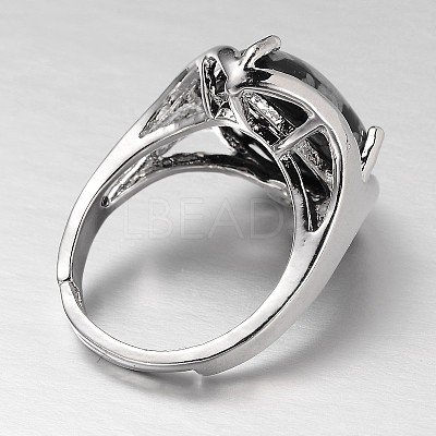 Teardrop Platinum Tone Brass Gemstone Adjustable Wide Band Rings RJEW-L062-02M-1