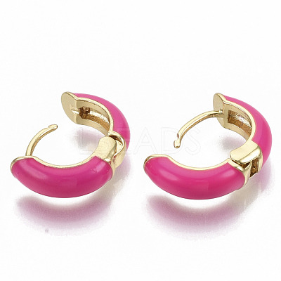 Brass Huggie Hoop Earrings EJEW-S209-01-1