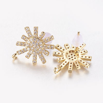 Brass Micro Pave Cubic Zirconia Stud Earring Findings ZIRC-E132-17G-1