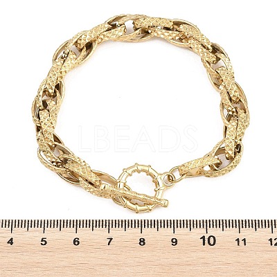Textured 304 Stainless Steel Double Link Chain Bracelets for Women BJEW-P391-01A-G-1
