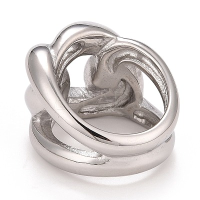 Non-Tarnish 304 Stainless Steel Twist Oval Chunky Ring RJEW-B040-15P-1