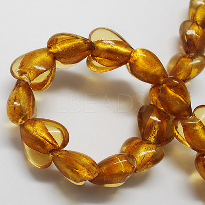 Handmade Silver Foil Glass Beads FOIL-R050-12x8mm-15-1