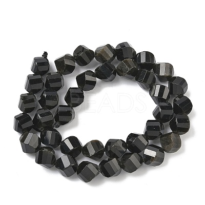 Natural Golden Sheen Obsidian Beads Strands G-C267-B18-1