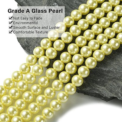 Eco-Friendly  Dyed Glass Pearl Round Beads Strands HY-A002-8mm-RB012-1