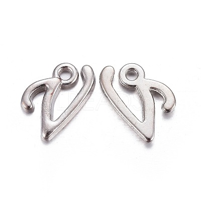 Platinum Plated Alloy Letter Pendants PALLOY-J718-01P-V-1